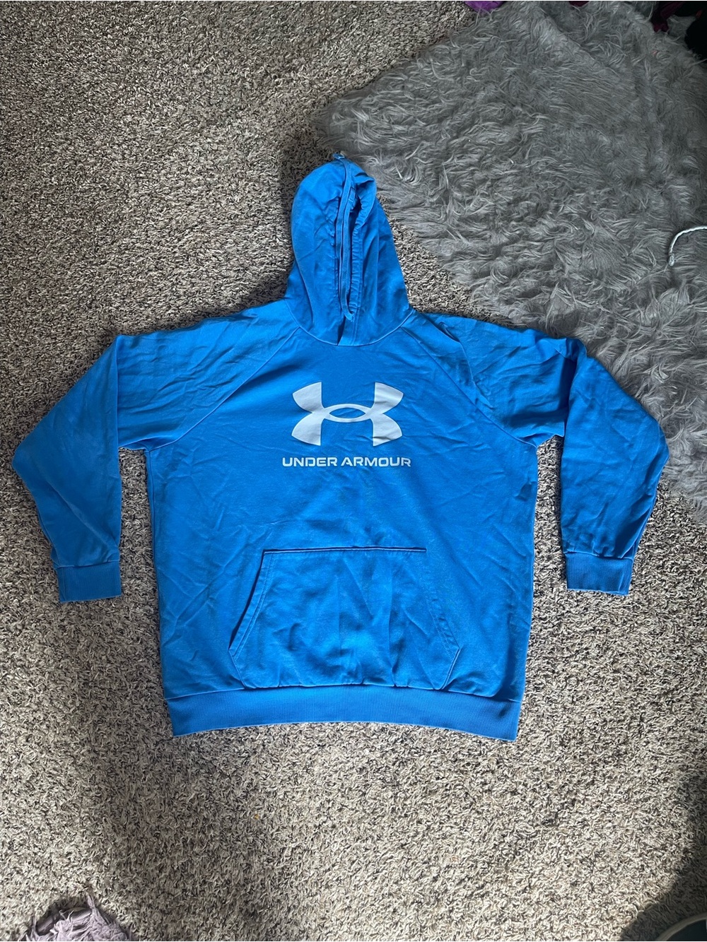 Under Armour Men's Bright Blue Hoodie with Light Blue Logo